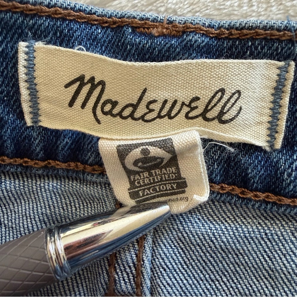 Madewell Midrise Stovepipe Denim Jeans Frayed Raw Hem Size 30 waist 30.5 Inseam - Picture 4 of 12